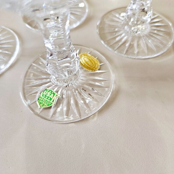 4 Kusak Cut Glass Liquor Cocktail Glasses 4.75" 4oz vtg signed daisy fan Bohemia - Picture 8 of 12